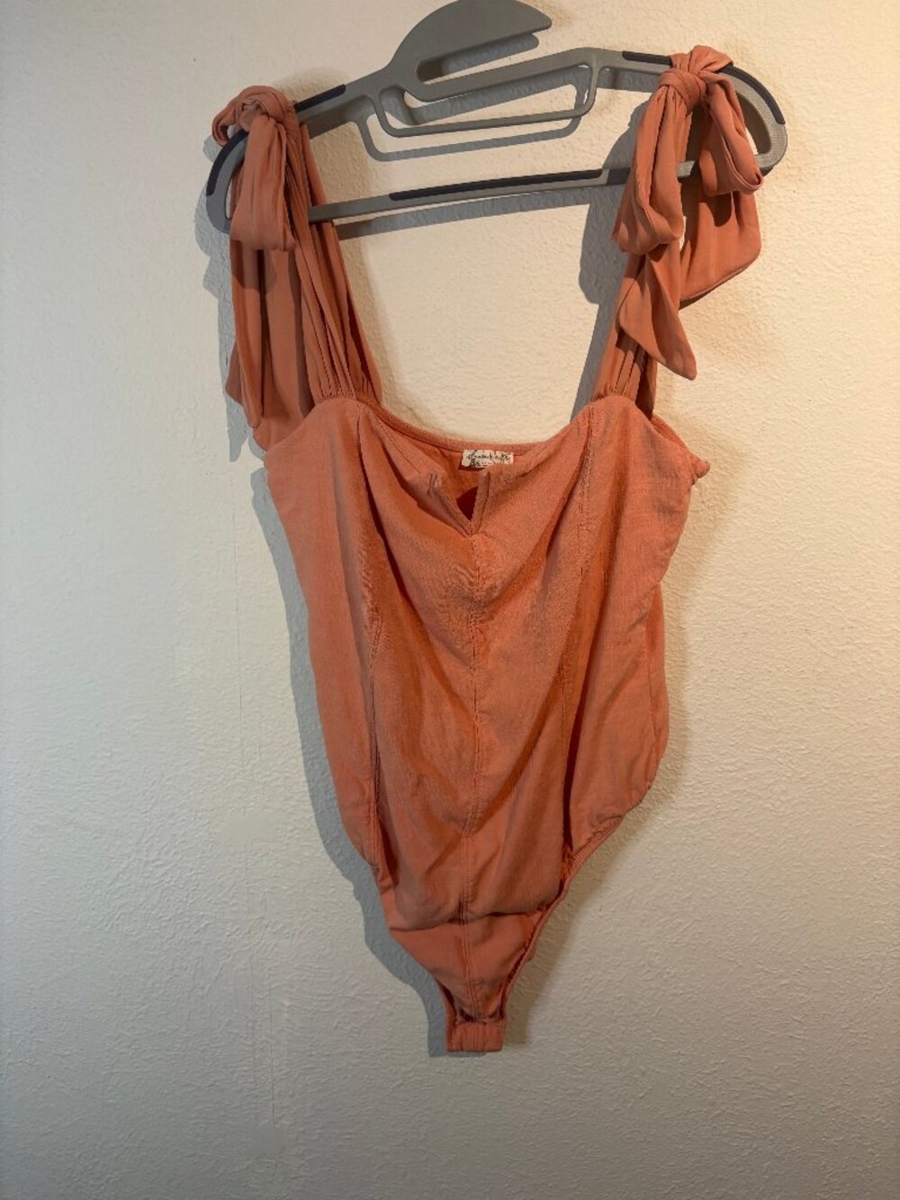 Intimately Free People Coral Tie Shoulder Bodysuit Boho Romantic